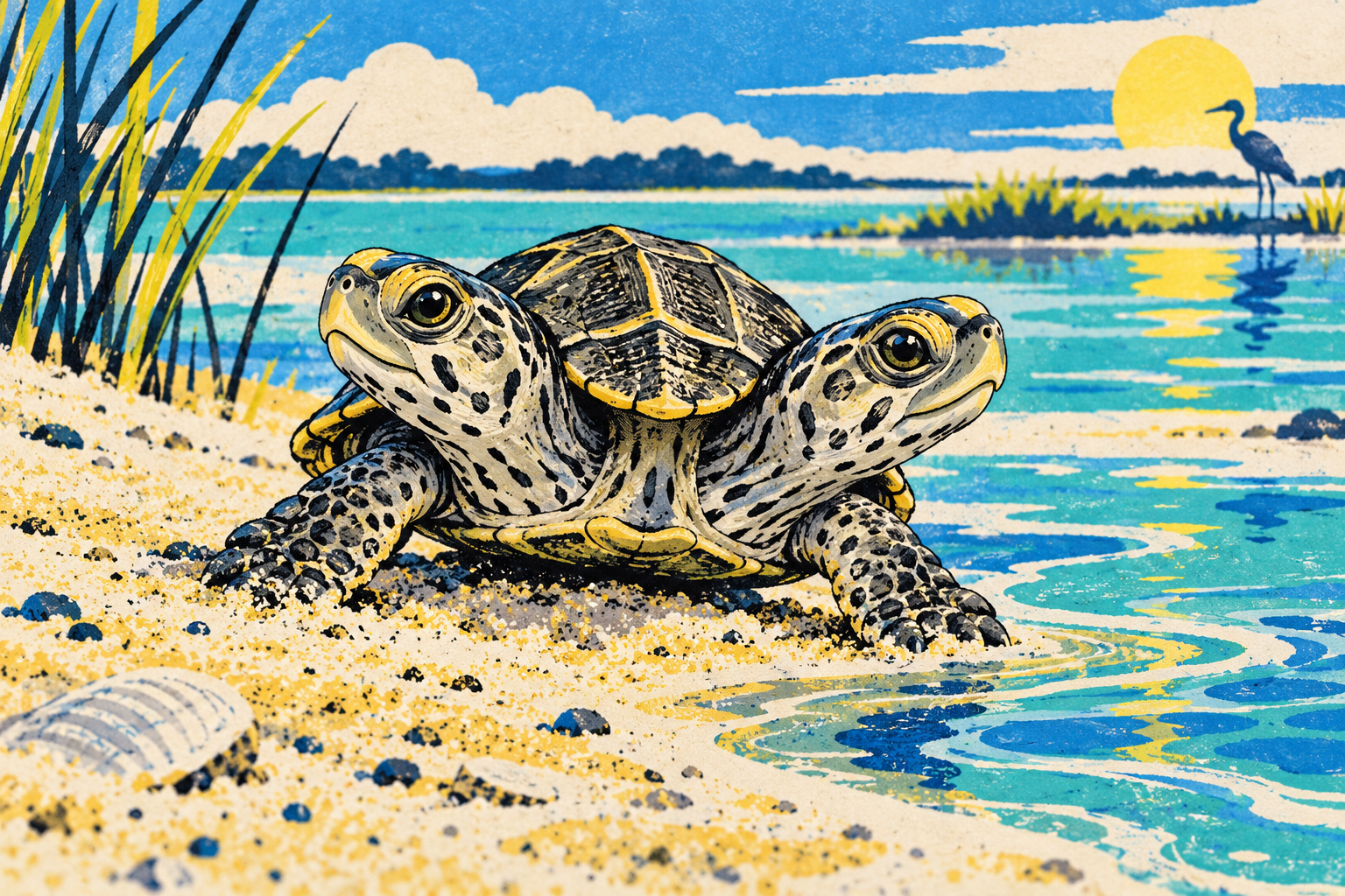 Illustrazione AI concettuale: non è una fotografia della tartaruga soccorsa.